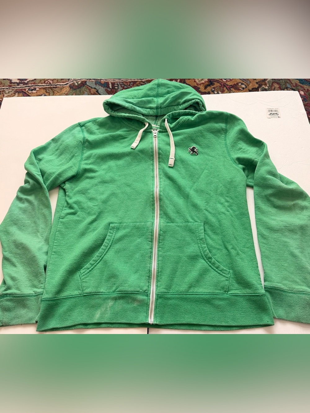 Y2K Express Men’s Green Zip Up Hoodie Lion Logo Size Large